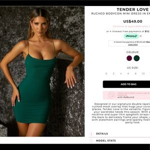 OhPolly Ruched Bodycon Mini Dress in Green